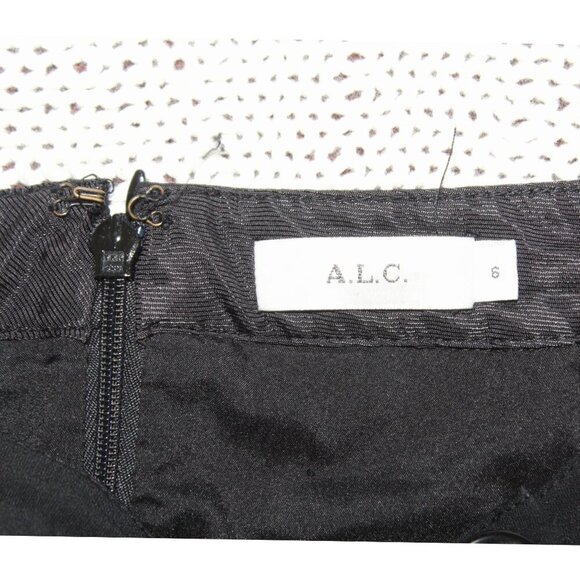A.L.C. Pencil Midi Skirt Black Size 6 US Button side Zipper Vintage Y2K Goth - Picture 6 of 10